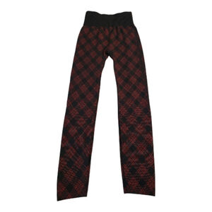 Charlie Paige Women's Plaid Loned Leggings S/M Black Red